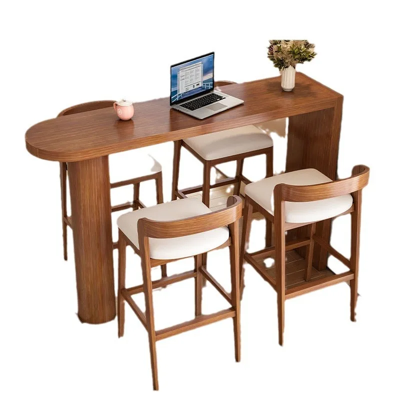 Nordic solid wood bar table, household partition table and cabinet integrated simple balcony log leisure small bar counter leisu