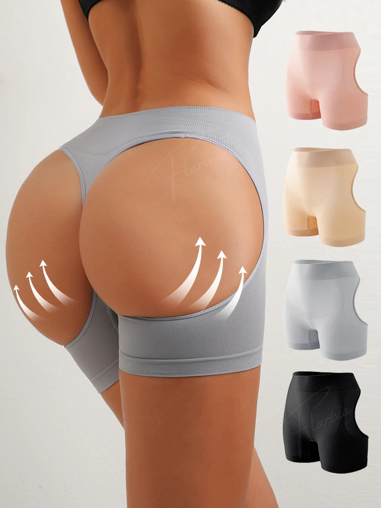 Flarixa 1pcs Mid Waist Butt Lifting Shorts Seamless Tummy Control Body Shaper Women Panties Breathable Belly Slimming Pants