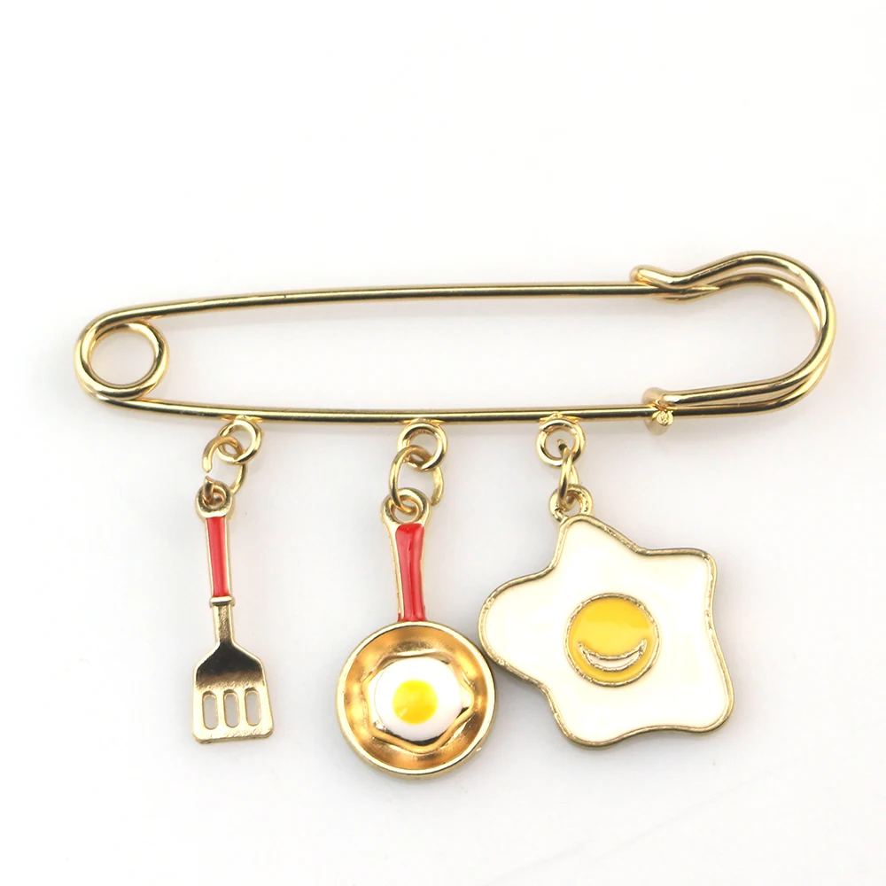 Creative Chef Brooch Fried Egg Frying Pan Tableware Kitchen Gift Brooch Chef Gift