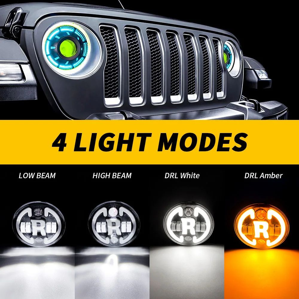 XMY-7 인치 H4 헤드라이트 하이 로우 빔 자동차 LED 운전 램프 DRL 12V 24V 지프 랭글러 라다 4x4 니바, 오프로드 허머 오토바이, 2 개