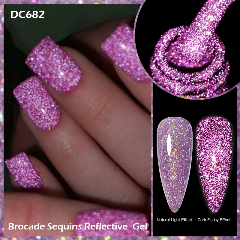 7ml Reflective Glitter Gel Nail Polish Super Flash Brocade Laser Sparkling Glitter Semi Permanant Soak Off UV Gel Varnish Nails