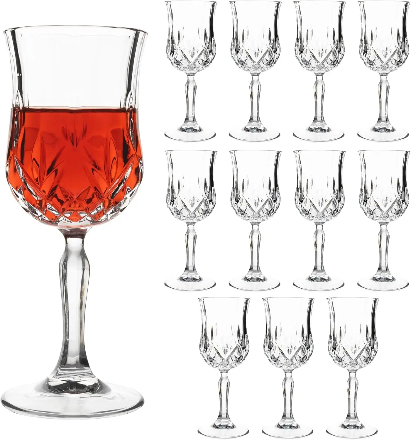 

12 Pack 7.2oz Wine Glasses, Small Stemware for Red Wine, Port, Sherry, Dessert Wine, Crystal Clear Classic Glass Goblets