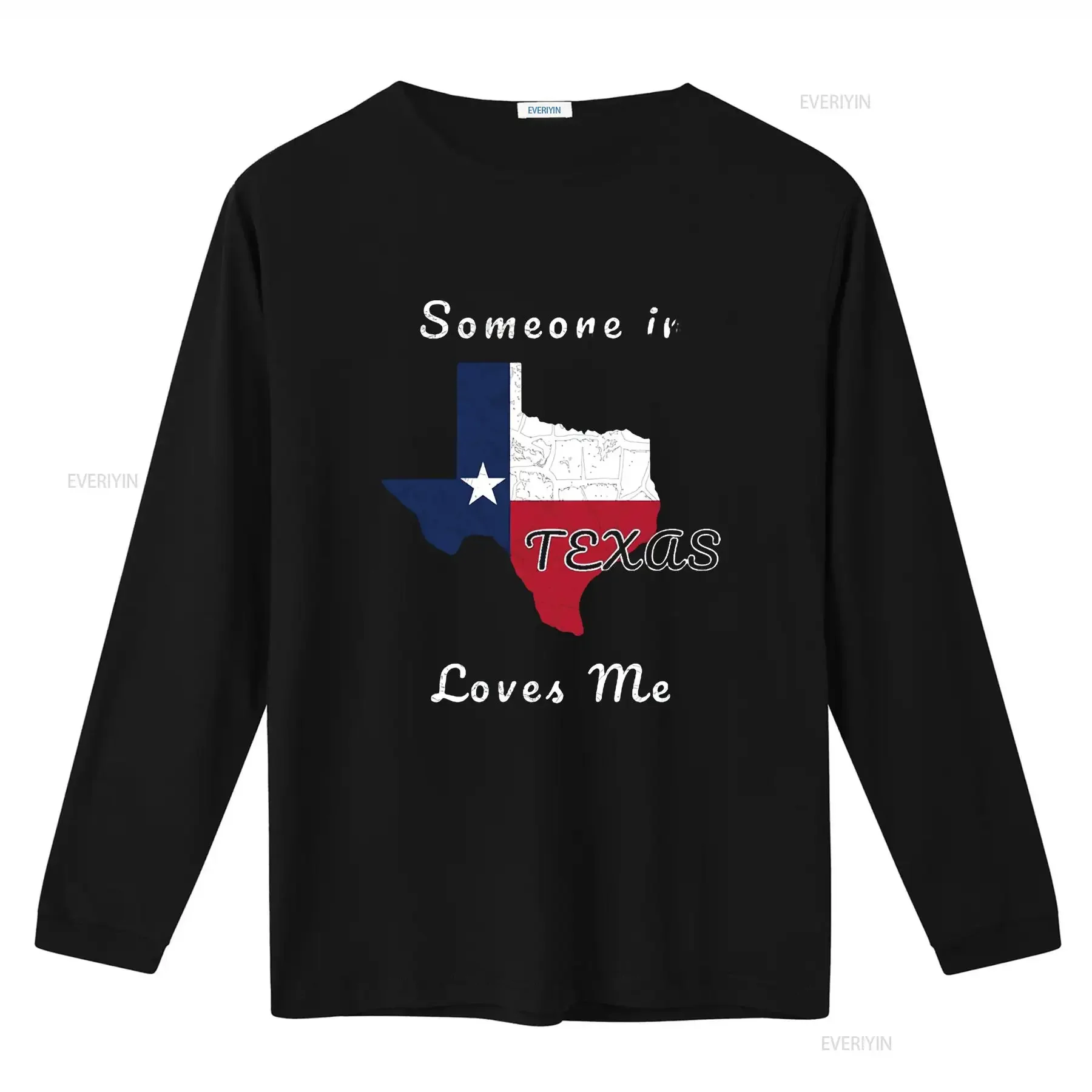 تي شيرت نسائي شخص ما في تكساس يحبني للسفر لطيف بشعار الدولة بأكمام طويلة أسود كبير عتيق مغسول أوم موضة قابلة للتنفس #3