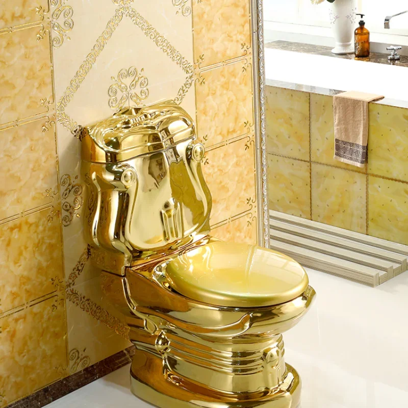 Palace golden  retro hotel colorful relief split toilet