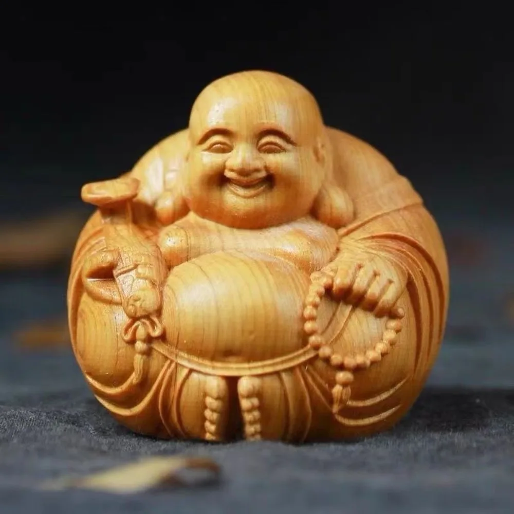 Miniature Laughing Buddha Statue Smiling Feng Shui Wealth Maitreya Buddha Figurine Traditional Buddha Craft Gift Home Desk Decor