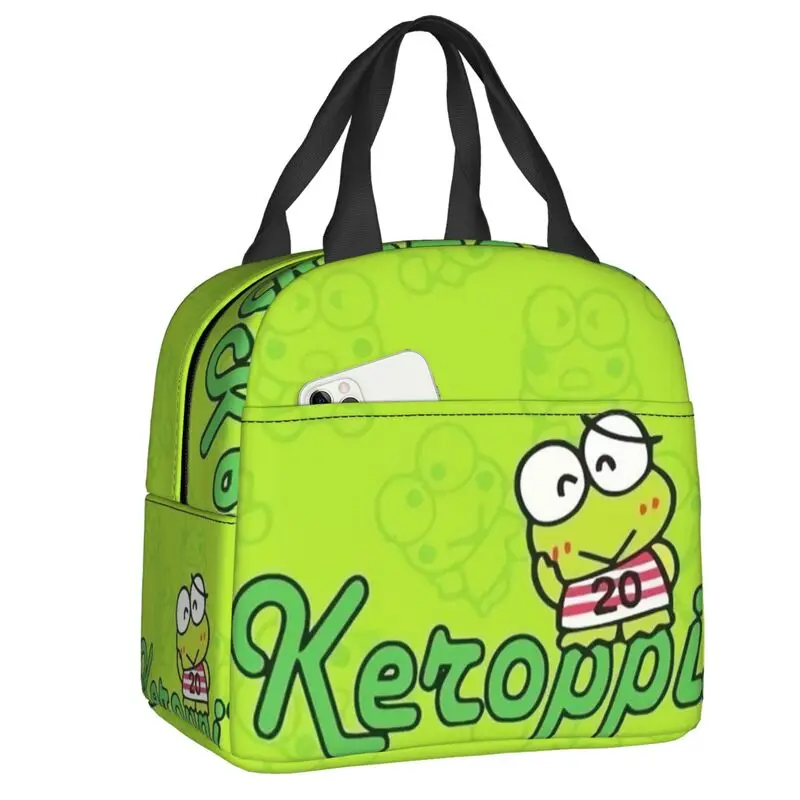 

Custom Keroppi Insulated Lunch Bags for Women Portable Thermal Cooler Food Lunch Box School