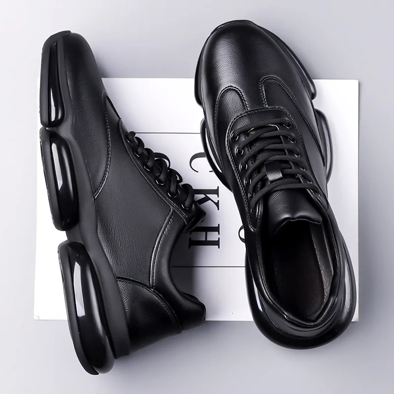 New Shoes for Men Casual Sport Shoes Fashion Lether Chunky Sneakers Street Cool Thick-soled Athletic Shoes