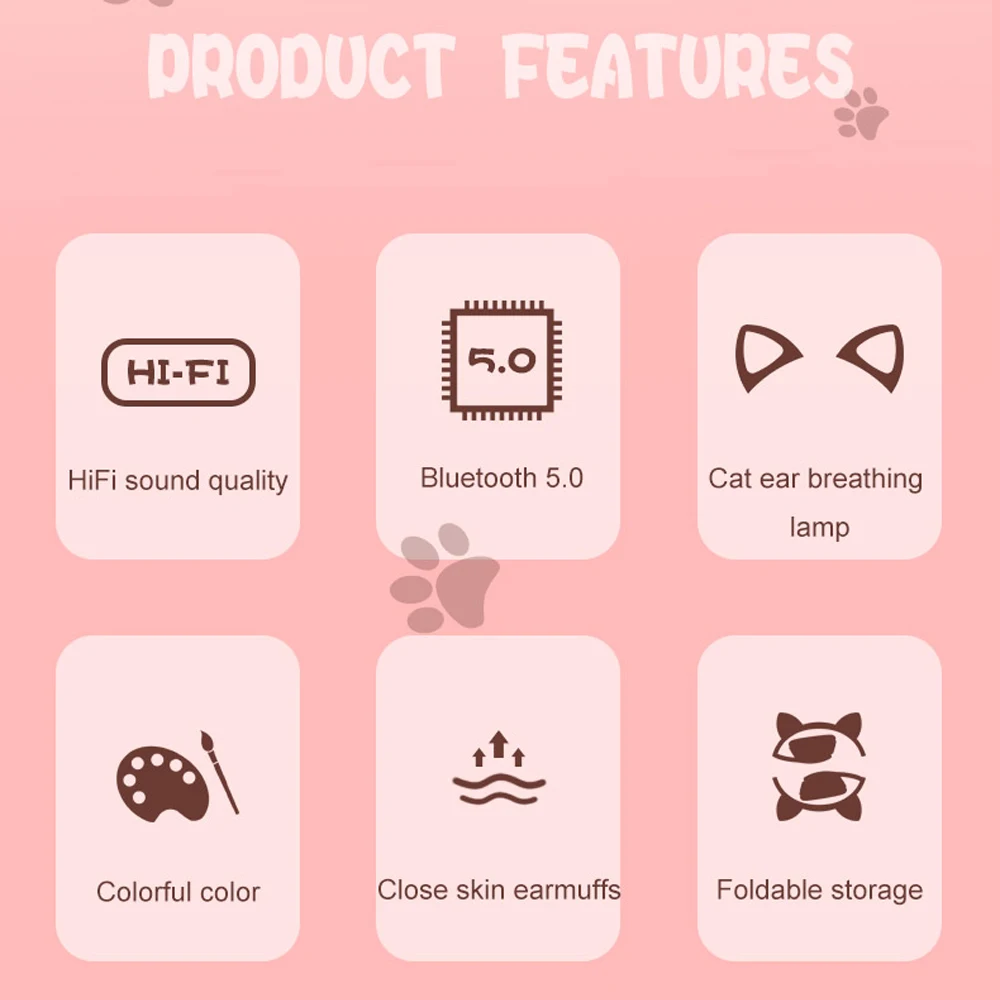 Flash Light Cute Cat Ear Headphones Wireless with Mic Can close LED Kids Girls Stereo Phone Music Bluetooth Headset Gamer Gift