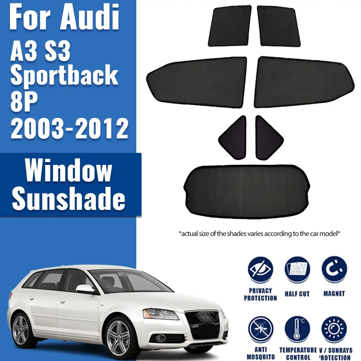 

For Audi A3 S3 Sportback 8P 2003-2012 Car Sunshade Front Windshield Window Curtain Solar UV Protection Sun Shade Shield Visor