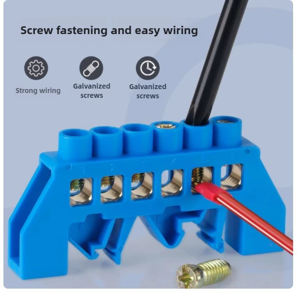 Brass Screw Grounding Bridge Terminal Block Connector Blue White Green Zero Line 4Pin 6Pin 8Pin 10PiN 12PiN Earth And Neutral