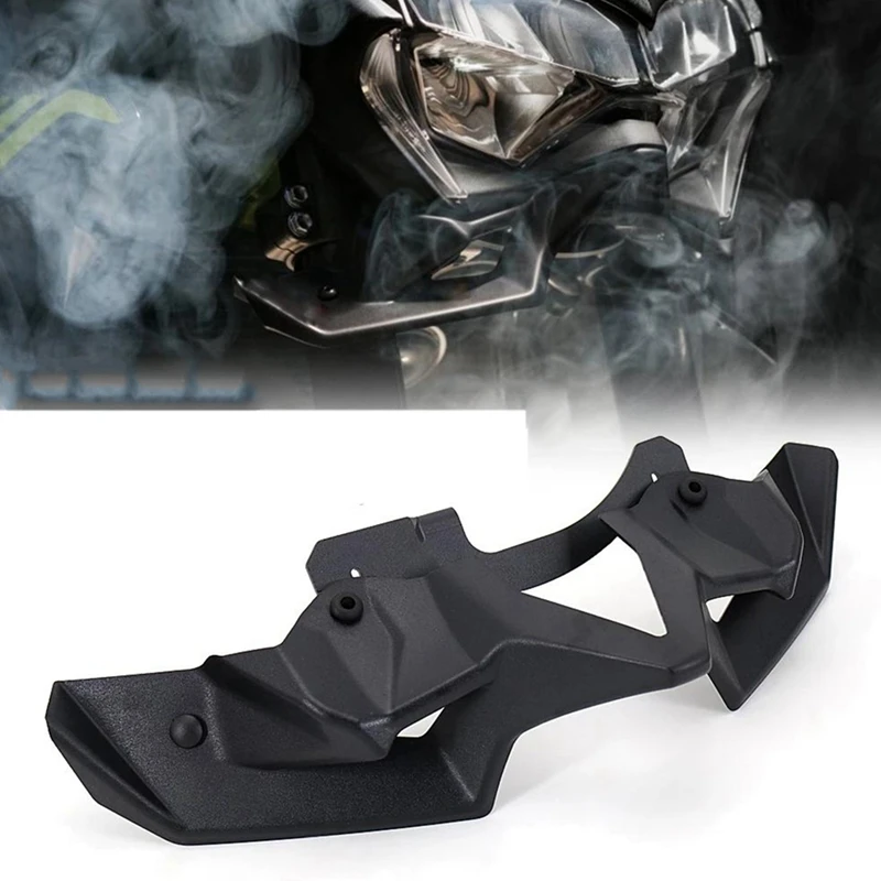 Motorcycle Naked Front Spoiler Winglet Aerodynamic Wing Kit Spoiler Parts For Kawasaki Z900 2020 2021 2022(Bright Black) image 4