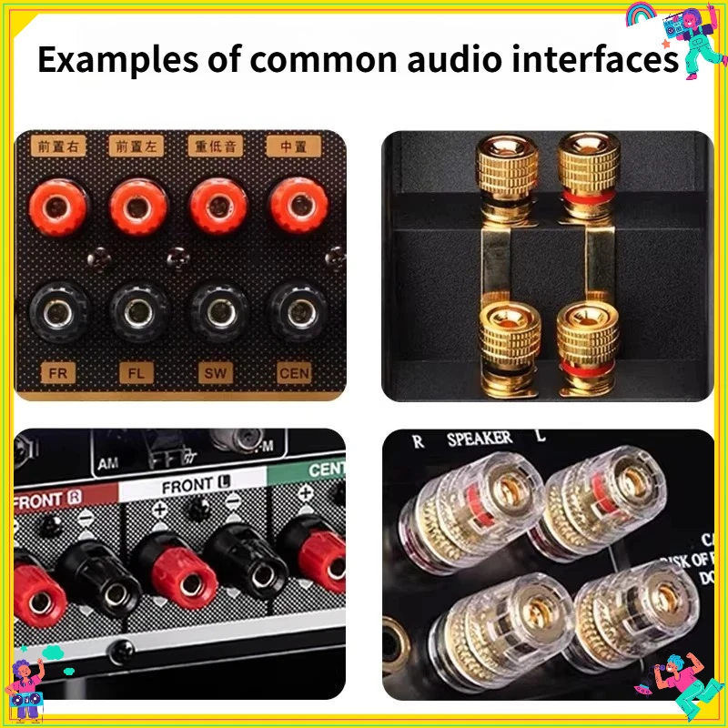 2PCS Pure Copper Gilded Horn Audio Wire with Serrated Banana Plug 4mm Power Amplifier Loudspeaker Box Wire Connector