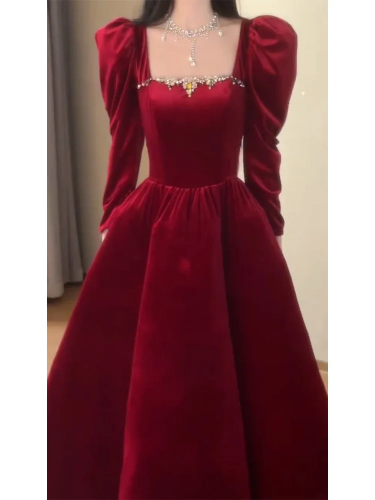 

Toast Dress Bride Engagement Evening High-End Affordable Luxury Niche Banquet Temperament Socialite Red Velvet