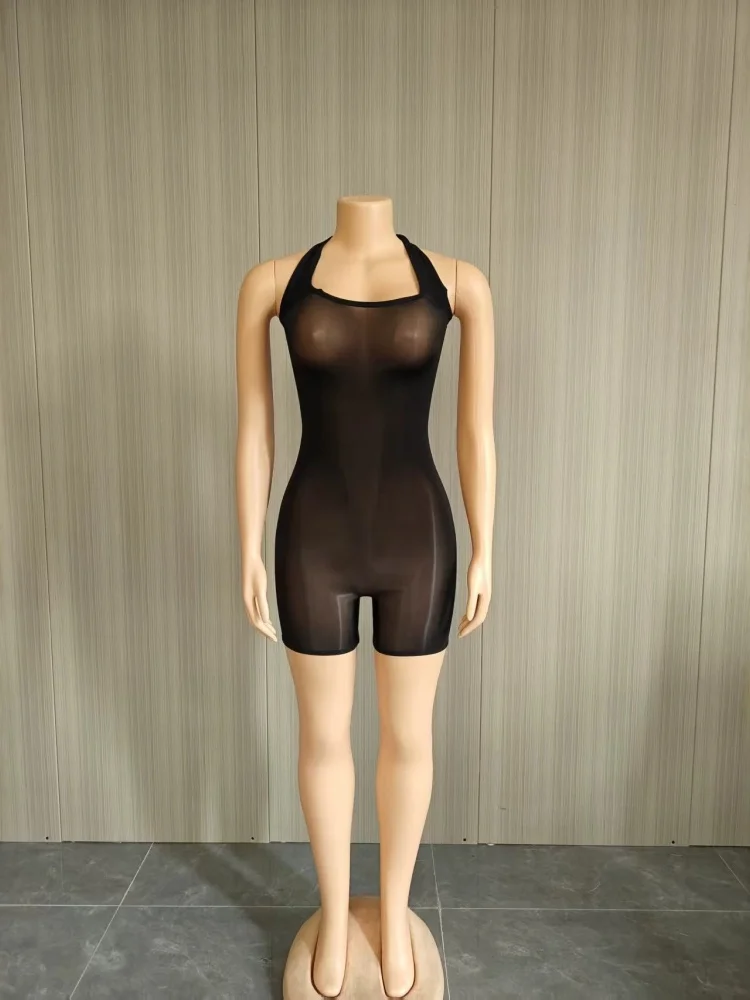 Wmstar Women Jumpsuit Wholesale Nightclub Sexy See Through Halter Neck Crop Top One Piece Short Pants New in Summer DropShopping
