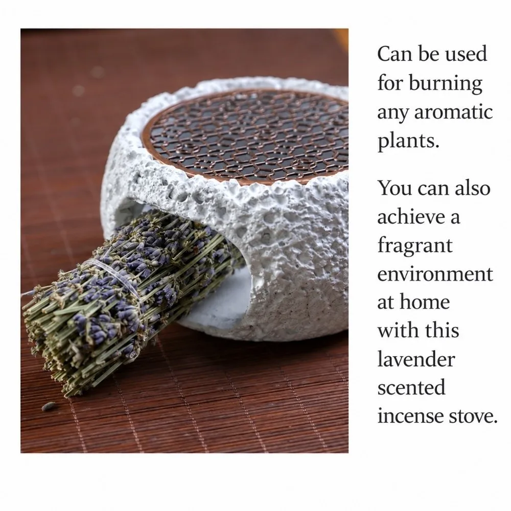 Cement Incense Burner Bowl Stone-Look Creative Tea Stove Sturdy Base Durable Fumigation Furnace Home Decoration