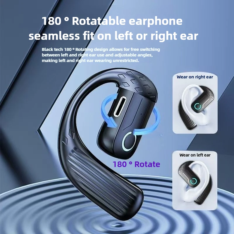 

Any Ear Single Earhook Bluetooth Earphone 180°Rotatable Earbud with Noise Cancelling Mic Handfree for Meeting Driving Trucker