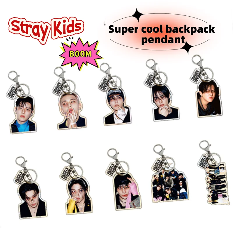 

SKZOO Stray Kids Bangchan Lee Know Felix New Acrylic Keychain Cool High-Value Boys and Girls Backpack Pendant Gift Wholesale