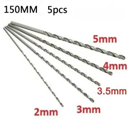 Forets hélicoïdaux Extra longs en acier rapide, 5 pièces de 2mm 3mm 3.5mm 4mm 5mm HSS pour le travail du bois