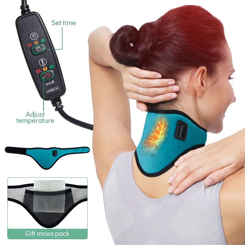 Electric Heating Neck Brace Cervical Vertebra Fatigue Therapy Reliever Neck Pain Relieve Strap Health Care Tool Neck Stretcher