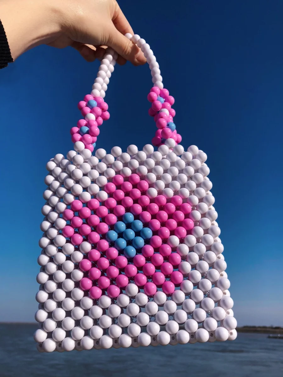Handgemaakte kralen onderarmtas Nieuwe DIY Fre Flower Holiday Dameshandtas Eenvoudig Trendy Zacht Casual Sle Ademend Dagelijks gebruik
