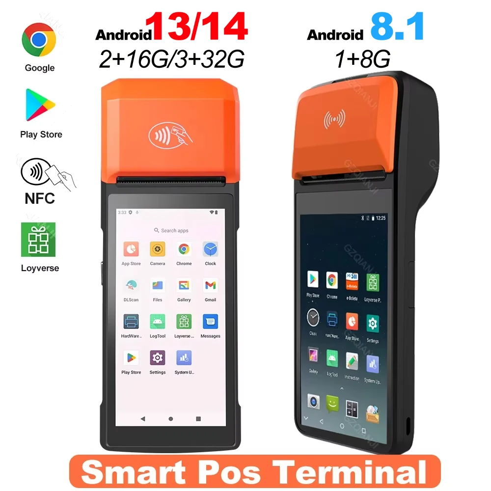 Handheld Android POS PDA Terminal Receipt Bill Thermal Printer Machine All in one with NFC Camera Barcode Reader(Not for Payment