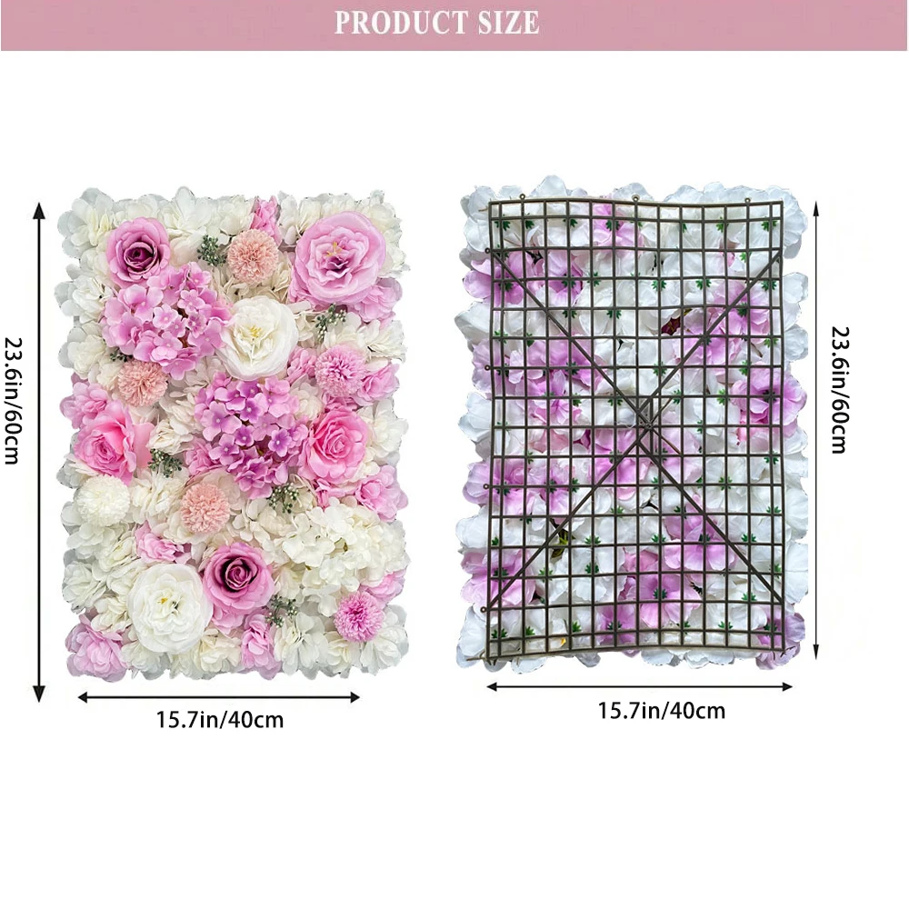 Artificial Flower Wall Panel Floral Background Rose Hydrangea Suitable for Party Wedding Bridal Shower Outdoor Home Decor