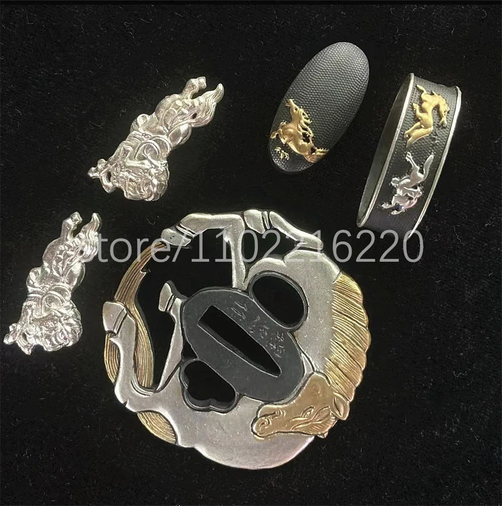Good Quality Copper Brass Gold Plated Silver Tsuba Handguard Fuchi Kashira Menuki For Real Japan Samurai Katana Sword Fittings 0