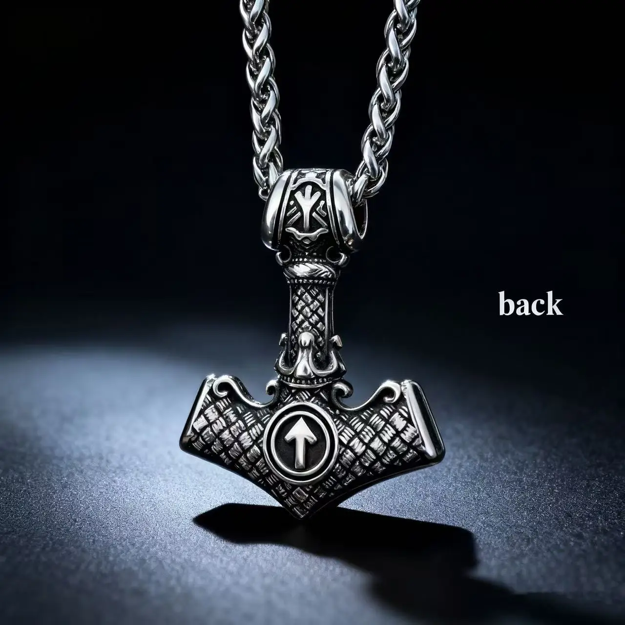 HNSP 316L Stainless Steel Norse Odin Knot Mjolnir Pendant Necklace For Men Viking Jewelry Accessories view 3