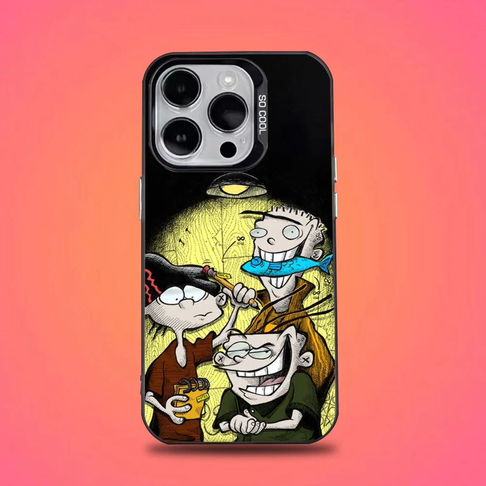 حافظة هاتف لطيفة Ed E-Edd N E-Eddys لهاتف iPhone 16,15,14,13,12,11,Pro,Max,Plus,Mini,XS,SE مضادة للسقوط باللون الأسود غير اللامع