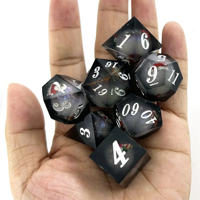 7Pcs/set Novel and Lightweight Resin Quicksand Dice Set with Versatile Colors and Styles