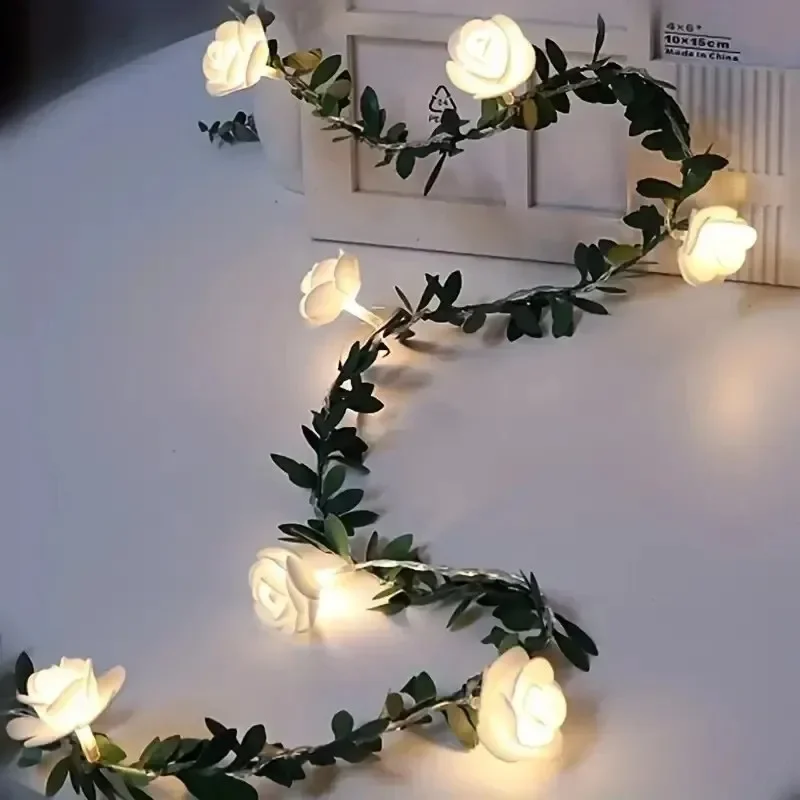 Guirnalda de luces LED con forma de rosa, lámpara de noche con batería para boda, Día de San Valentín, fiesta, decoración, 10/20