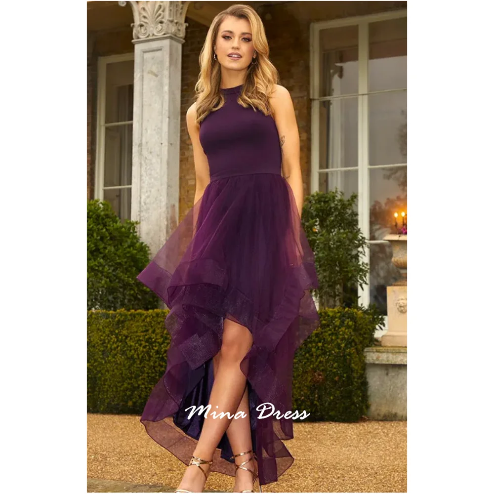 

Mina High and Low Evening Dress WomanCustomized Layer Womens Dresses 2025 Woman Luxury Dinner Round Collar Sleeveless Prom Long