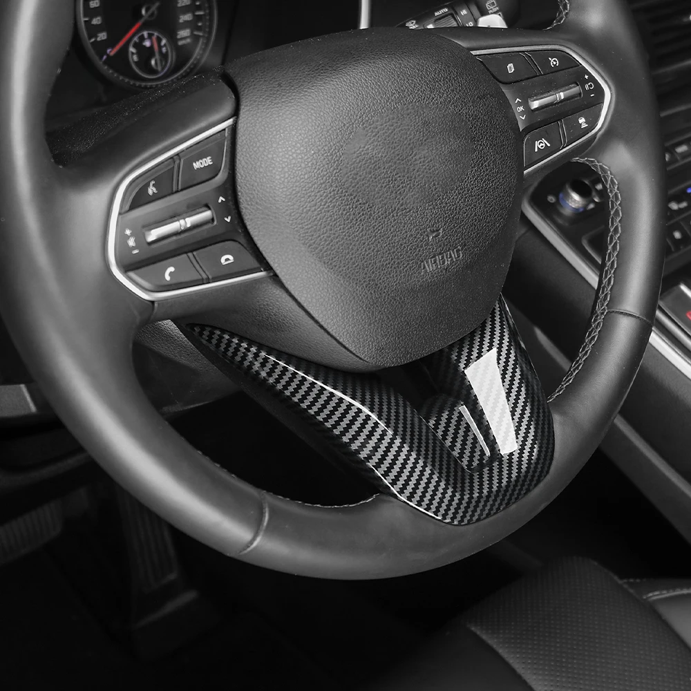 For Hyundai Palisade 2020-2025 Car Tuning 1PCS Carbon Fiber Steering Wheel Cover Trim Interior Steering Accessories