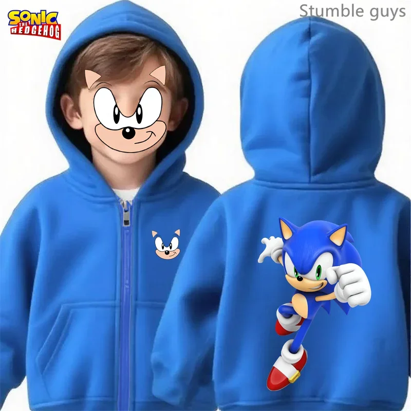 أطفال أنيمي سونيك الرمز البريدي هوديي ربيع الخريف لطيف الفتيان ملابس الفتيات ملابس رياضية مباراة السراويل #5