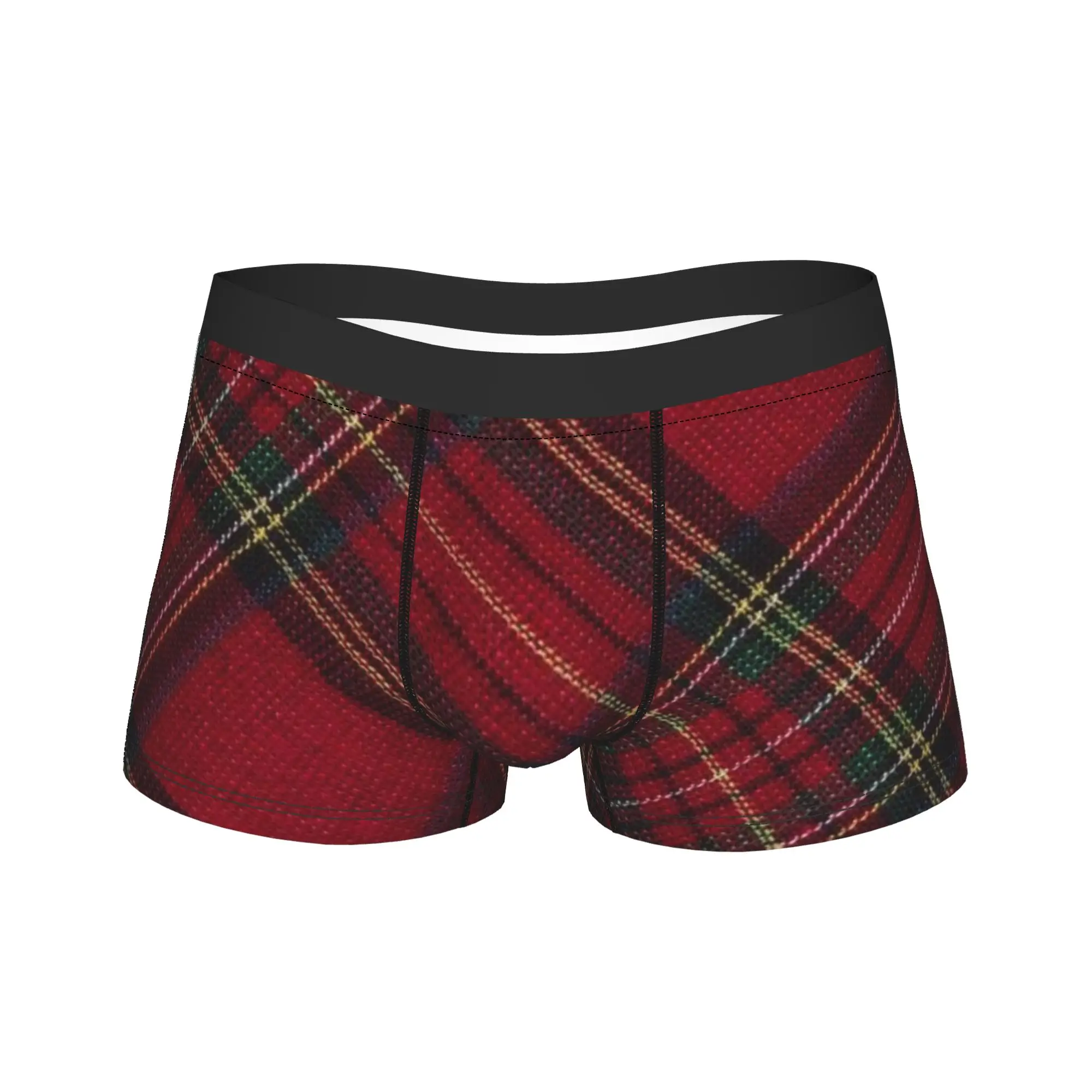 Gelbe Tartan-Unterwäsche, maßgeschneiderte Boxershorts, hochwertige Herrenunterhose, bequeme Boxershorts als Geschenk