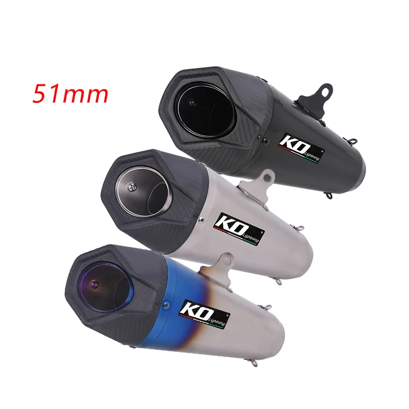 Kolightning 2" Universal Exhaust Tips Motorcycle Muffler Tips Black Carbon End Can High Quality Slip on 51mm Link Pipe