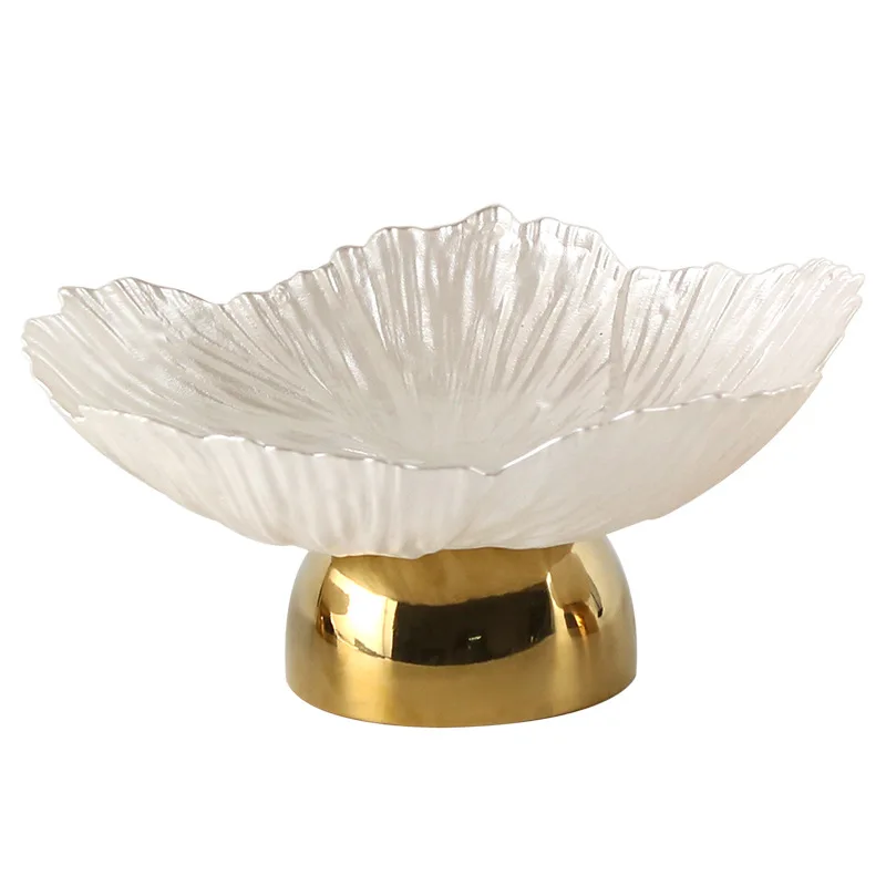 Metal Tray Petal Shape Fruit Dish Desktop Storage Container Snack Plate Jewelry Storage Tray Home Decoration Accessories