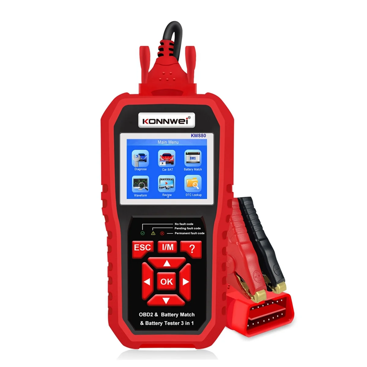 KW880 12V Car Battery Tester Analizer Auto Diagnostic Match 3 in 1 Car OBD2 Scanner Full OBD2 Function