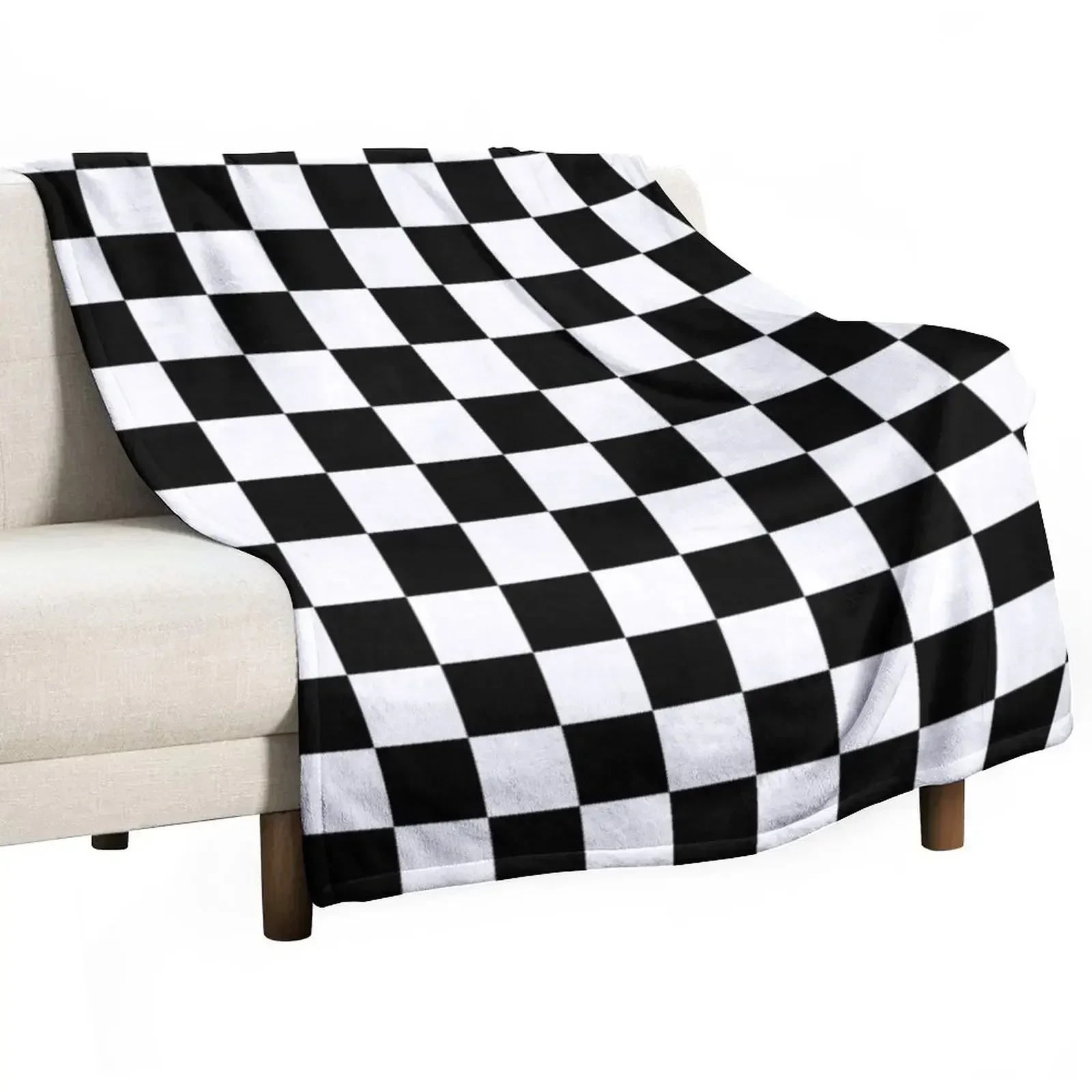 

Black and White Squares - Checkered Flag Throw Blanket Weighted Soft Plush Plaid Blankets