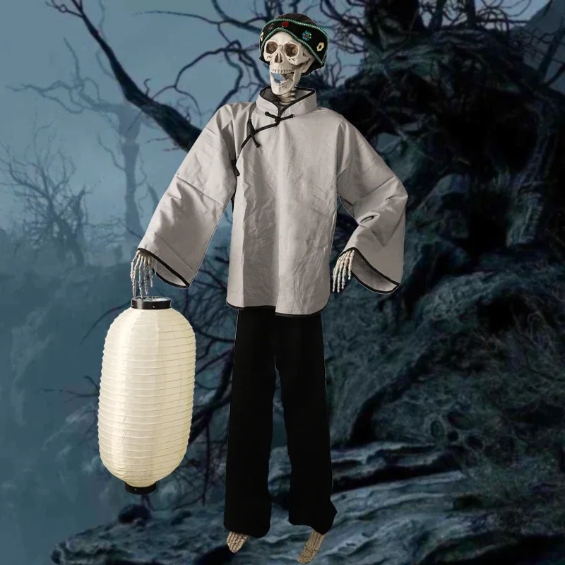 هيكل عظمي للهالوين Netherworld Nether King Ghost Difference، غرفة سرية للمنزل المسكون باللونين الأبيض والأسود، Ho