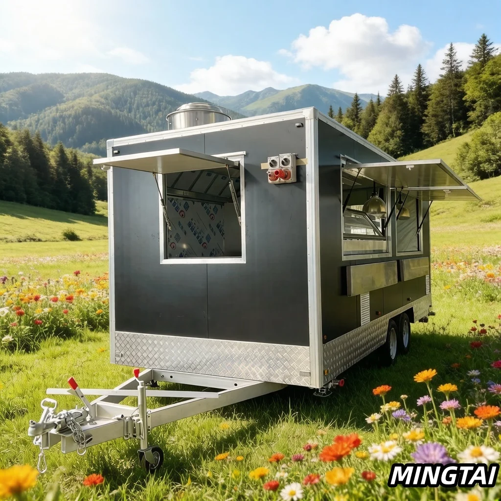 16FT Fast Food Rust Resistant Stainless Steel Custom Design for Candy Chips Dessert & Ice Cream Square Food Trailer