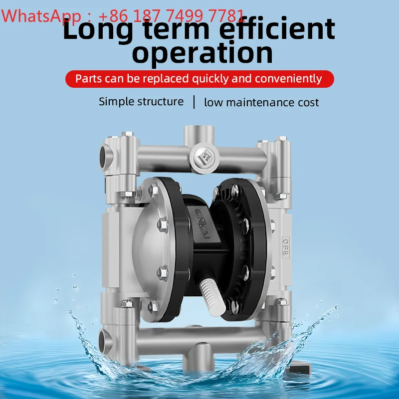 1/2 Inch PVDF Pneumatic Double Diaphragm Pump Strong Corrosion Resistant Chemical Sewage Water Transfer Pump