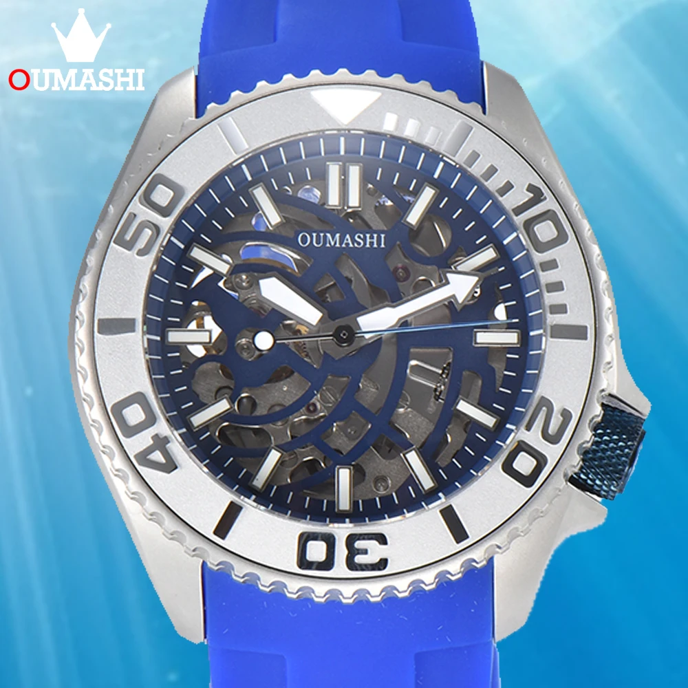 

OUMASHI Skeleton SKX007 Men's Automatic Mechanical Watch NH70A Movement Stainless Steel Luminous Sapphire Glass Waterproof 10bar