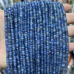 Natural Stone Kyanite Crystal Disc Bead Small Section Faceted Loose Spacer for Jewelry Making DIY Necklace Bracelet 15''2.5x4mm