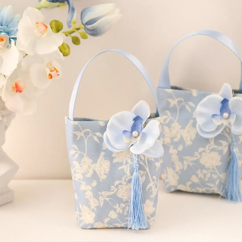Flower Festive Sugar Bag Butterfly Orchid Flower Pendant Korean Style Wrist Hand Bag Storage Bag Jewelry Packing Bag