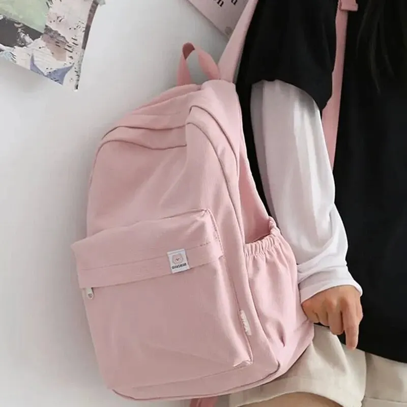 Mochila impermeable de nailon para mujer, bolsa de viaje femenina, Mochila escolar para chicas adolescentes, bolsa de libros de Color sólido