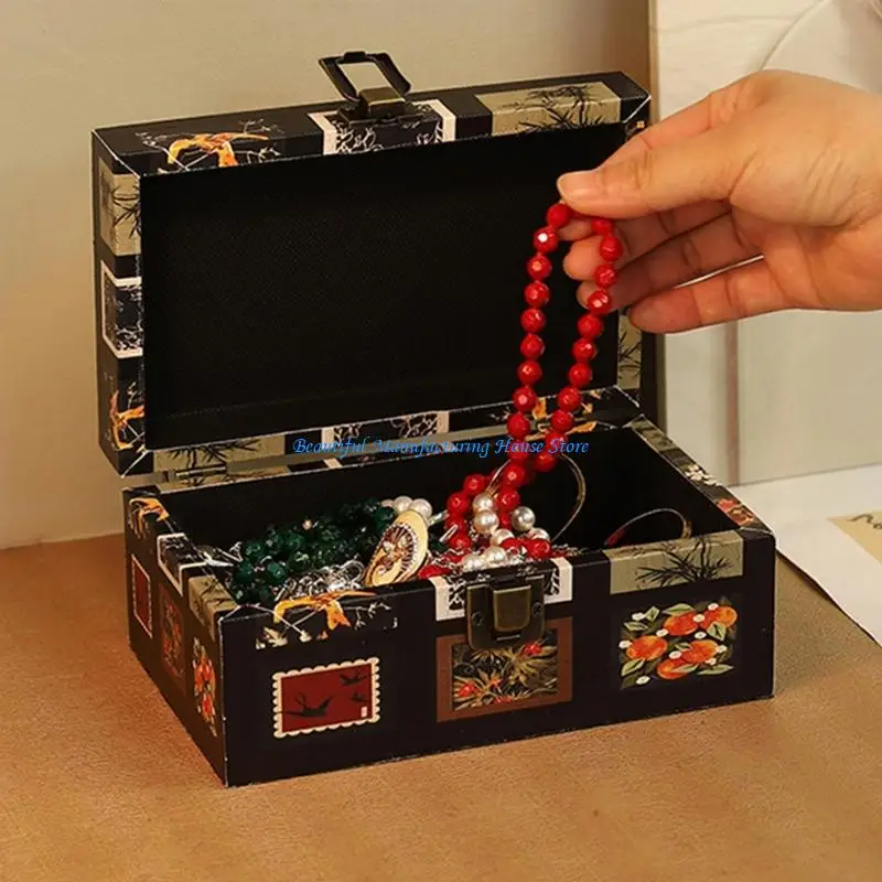 

E56A Устойчивый к ржавчине деревянный футляр для ювелирных изделий Многофункциональная шкатулка для драгоценностей Текстура для