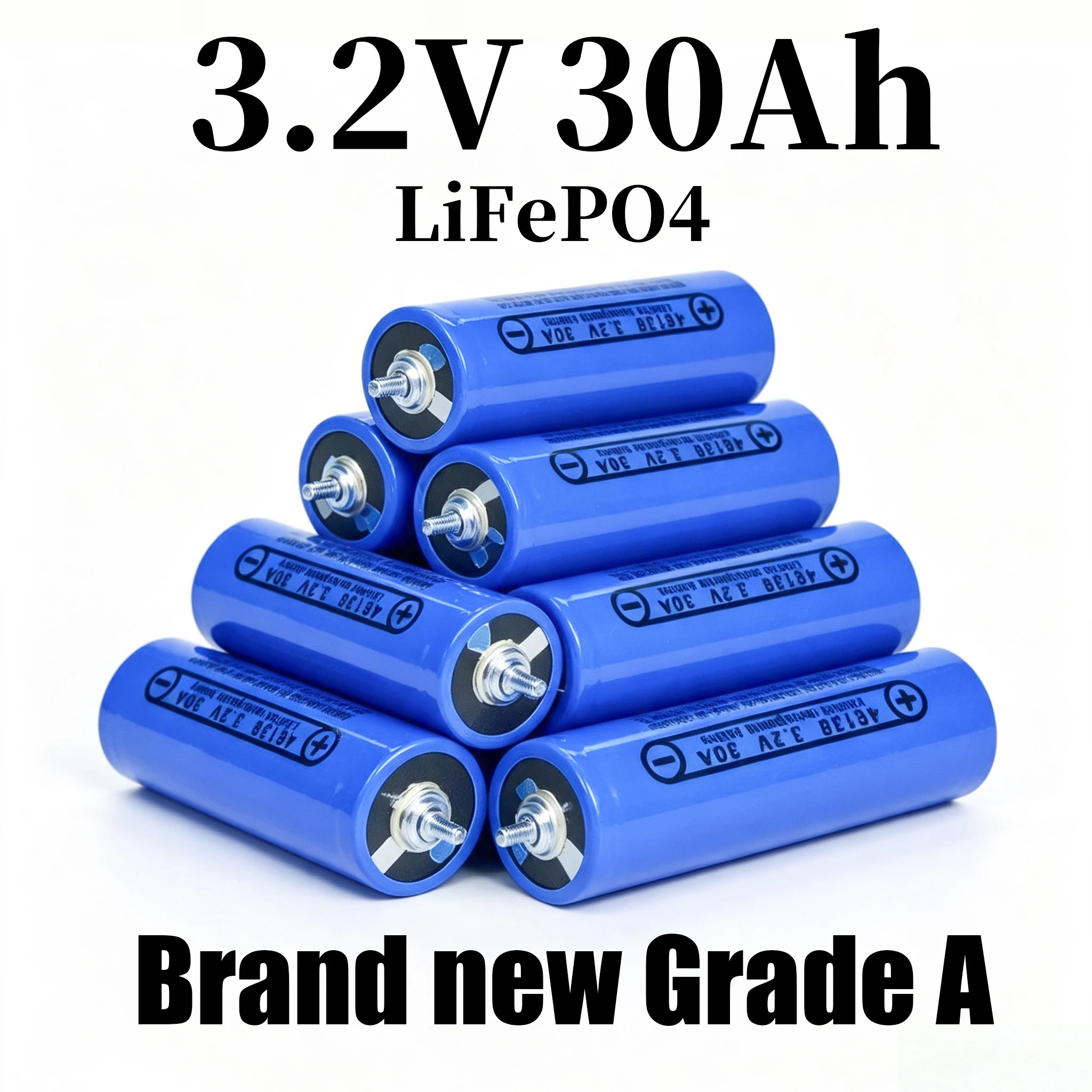 Аккумуляторная ячейка LiFePO4 класса A+ 3.2В 30Ач 64Втч 4000 циклов с высокой импульсной разрядной способностью, алюминиевый корпус для солнечной энергетической системы автодома.
