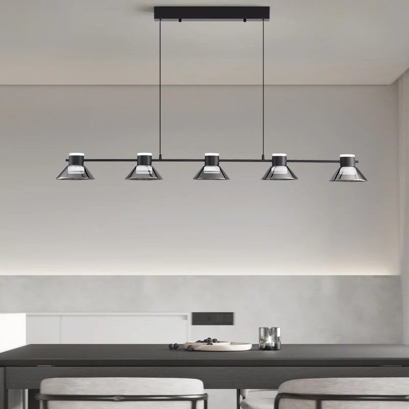 Minimalist Italian LED Restaurant Chandelier Simple Dining Bar Decoration Lights Modern One-shaped Indoor Glass Lighting Lamps