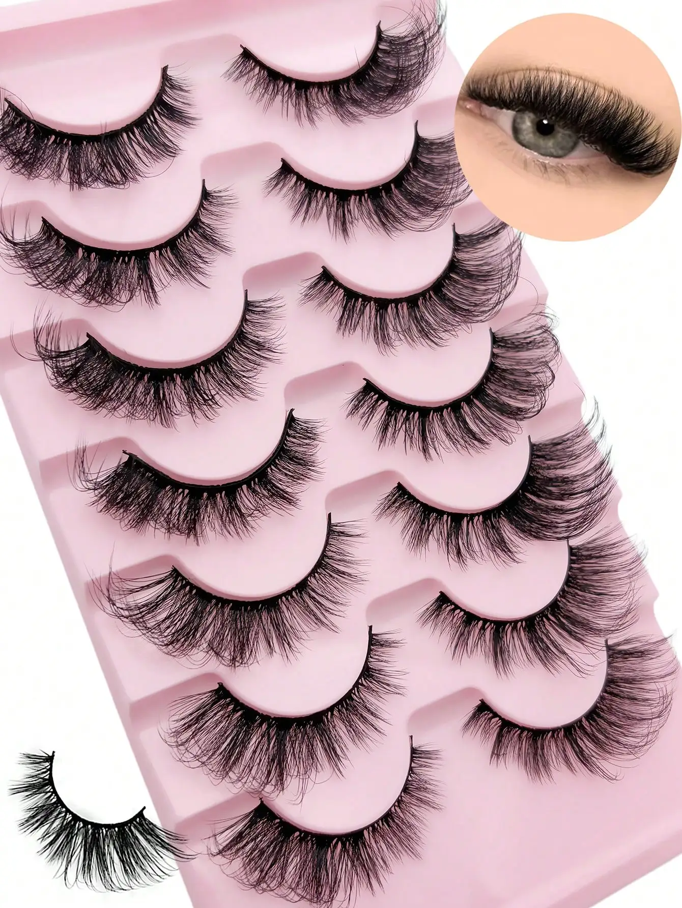 Fox Eye Falsche Wimpern 7 Paar Katzenaugen-Look Natürliche Flauschige Dichte Verlängernde Außenwinkel-Cosplay-Wimpern – Detail 4